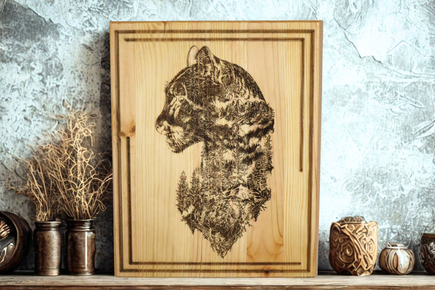 Holzbild Panther – personalisierbar
