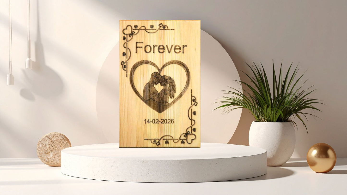 Forever – Personalisiertes Holzbild mit Namen & Datum