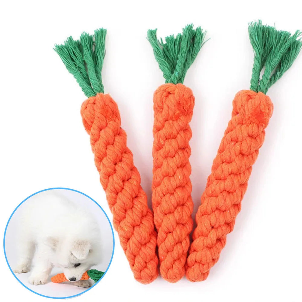 1 buc morcov câine muscatura frânghie animale de companie câine jucării sigur durabil împletit mușcătură câine mestecat jucării rezistente catelus molari curățare dinți frânghie de bumbac