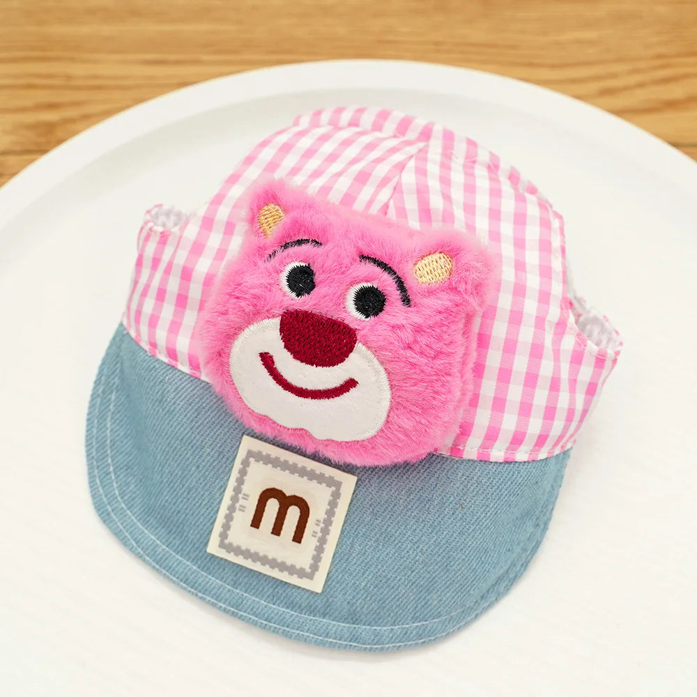 3PCS desene animate câine ham lesă și pălărie set unisex drăguț animale de companie accesorii în aer liber protecție solară capac pentru câini mici ham vestă ham pentru cățeluș
