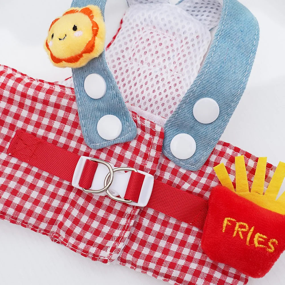 3PCS desene animate câine ham lesă și pălărie set unisex drăguț animale de companie accesorii în aer liber protecție solară capac pentru câini mici ham vestă ham pentru cățeluș