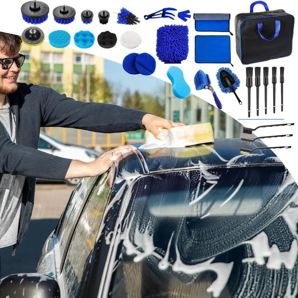 Kit de scule de curățare auto 29pc Kit de scule de detaliere pentru curățarea mașinii Kit de perii de spălare auto pentru interior și exterior roți tabloul de bord