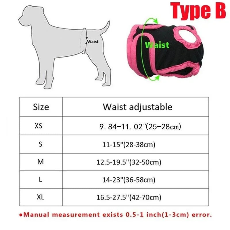 2 tipuri XXS/XS/S/M/L/XL pentru câini, pantaloni fiziologici impermeabili reutilizabili pentru câini, scutece anti-scurgeri pentru pisici și câini (1 buc)