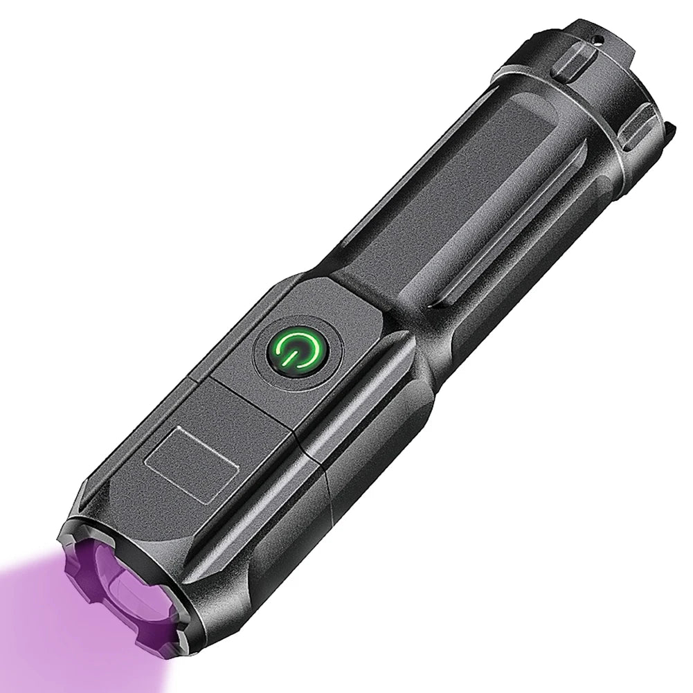 Lanternă portabilă cu lumină neagră de 395nm, reîncărcabilă prin USB, cu lumină neagră ultravioletă, pentru detectarea urinei de animale de companie, întărire cu rășină