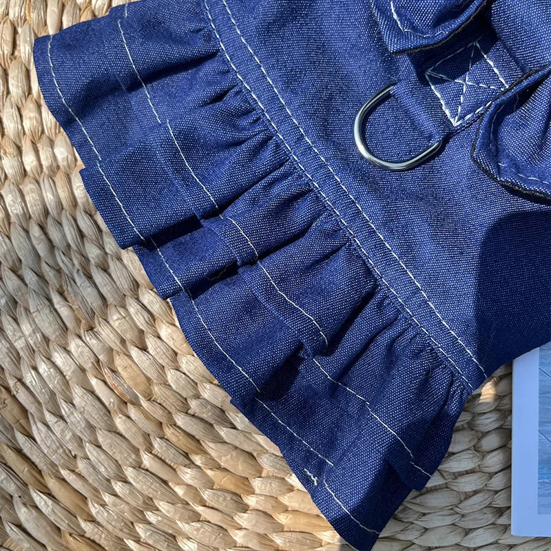 18 kg Denim Câine Ham Poliester Durabil Versatil Pet Vestă Rochie Mers Pe Jos Lesă Accesorii Papion Haine pentru Câini Mari pentru Pisici