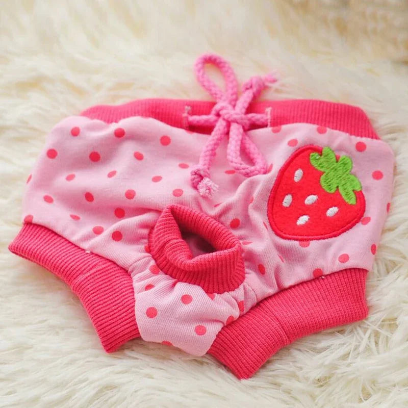 1PC Pet Dog Shorts sanitare fiziologice pantaloni drăguț fructe Print scutec câine pantaloni scurți lavabili femele câine chiloți lenjerie intimă boxeri
