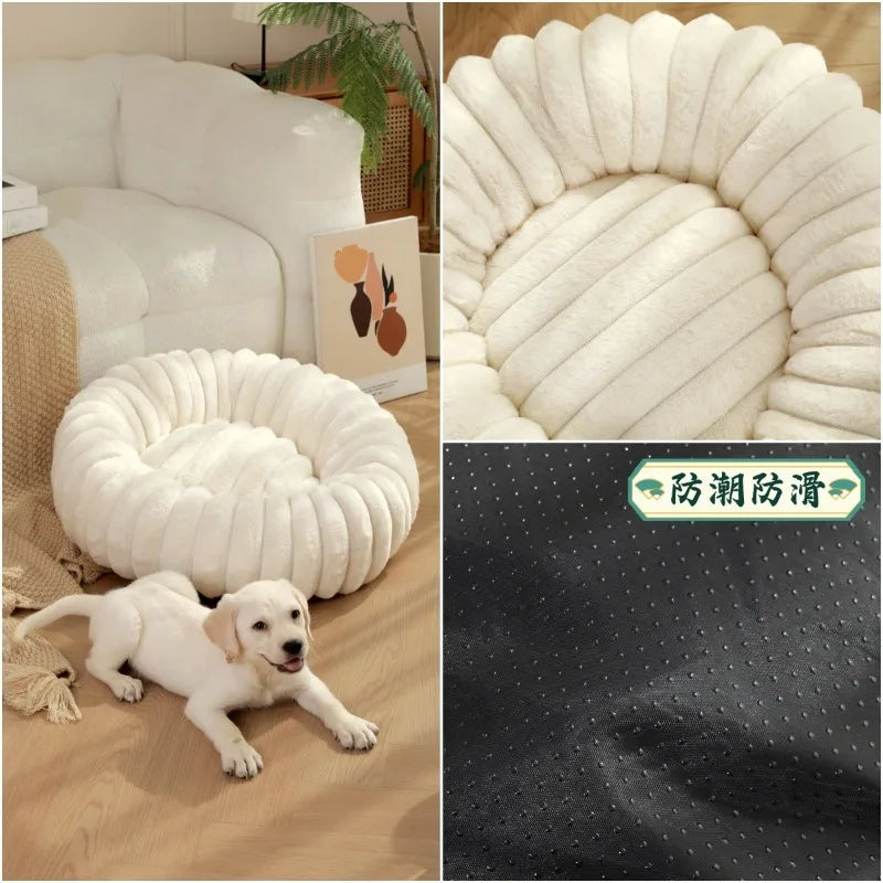 40/50/60cm Pet Kennels lungi de pluș rotunde pisică cuib de iarnă cald paturi de câine Kennel super moale câini saltea canapea Pet Deep Sleeping Supplies