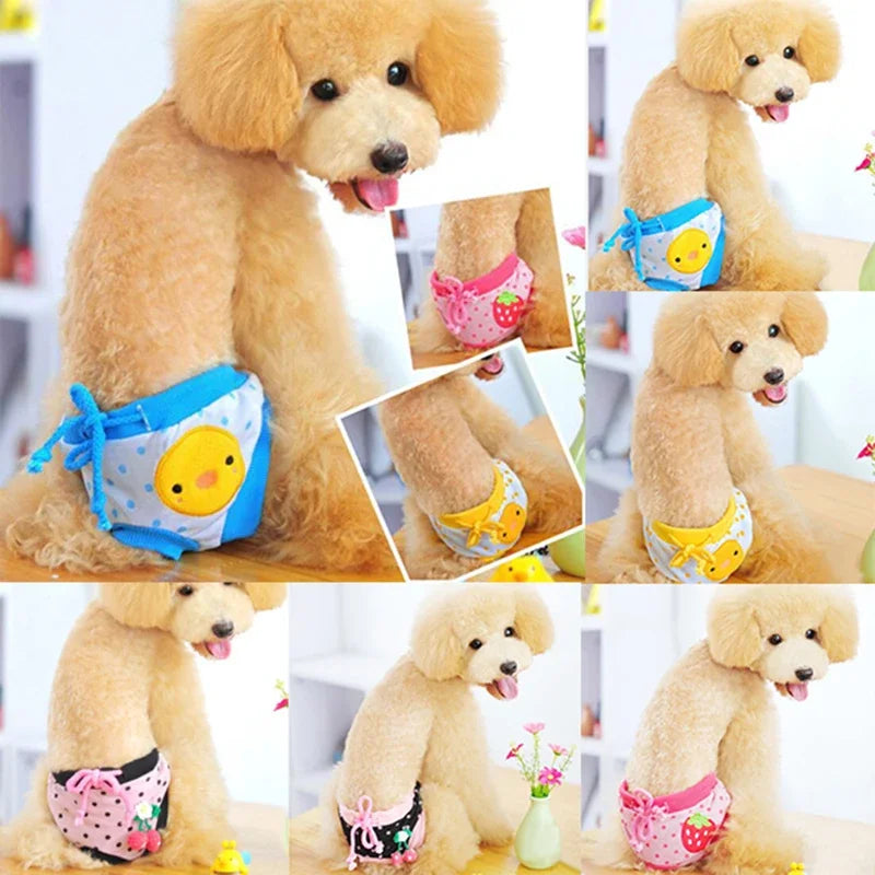 1PC Pet Dog Shorts sanitare fiziologice pantaloni drăguț fructe Print scutec câine pantaloni scurți lavabili femele câine chiloți lenjerie intimă boxeri