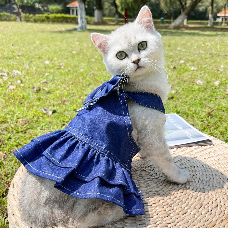 18 kg Denim Câine Ham Poliester Durabil Versatil Pet Vestă Rochie Mers Pe Jos Lesă Accesorii Papion Haine pentru Câini Mari pentru Pisici