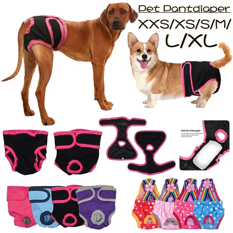 2 tipuri XXS/XS/S/M/L/XL pentru câini, pantaloni fiziologici impermeabili reutilizabili pentru câini, scutece anti-scurgeri pentru pisici și câini (1 buc)