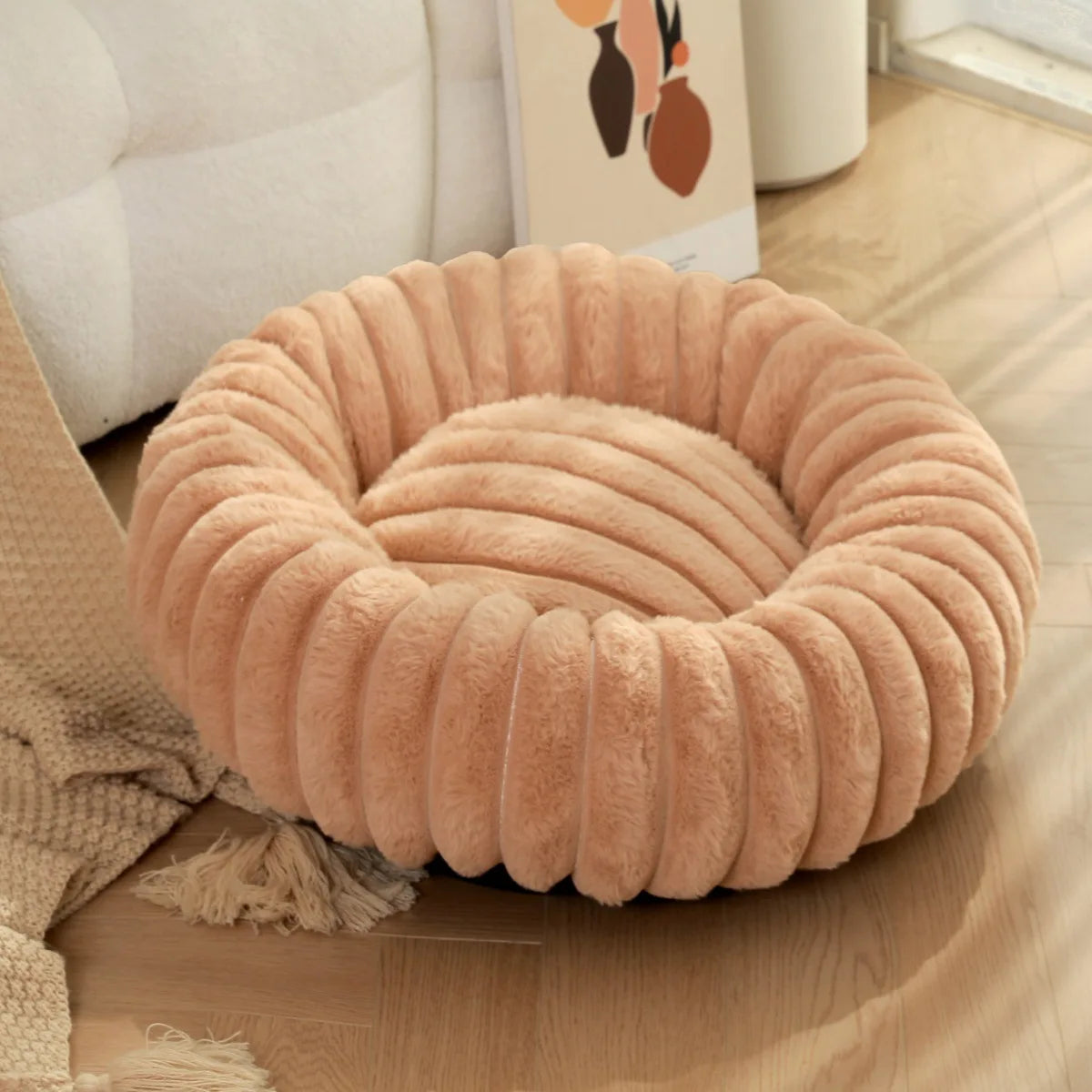 40/50/60cm Pet Kennels lungi de pluș rotunde pisică cuib de iarnă cald paturi de câine Kennel super moale câini saltea canapea Pet Deep Sleeping Supplies