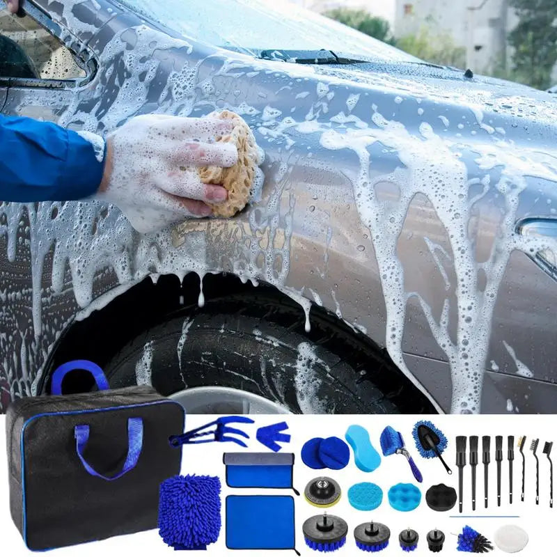 Kit de scule de curățare auto 29pc Kit de scule de detaliere pentru curățarea mașinii Kit de perii de spălare auto pentru interior și exterior roți tabloul de bord