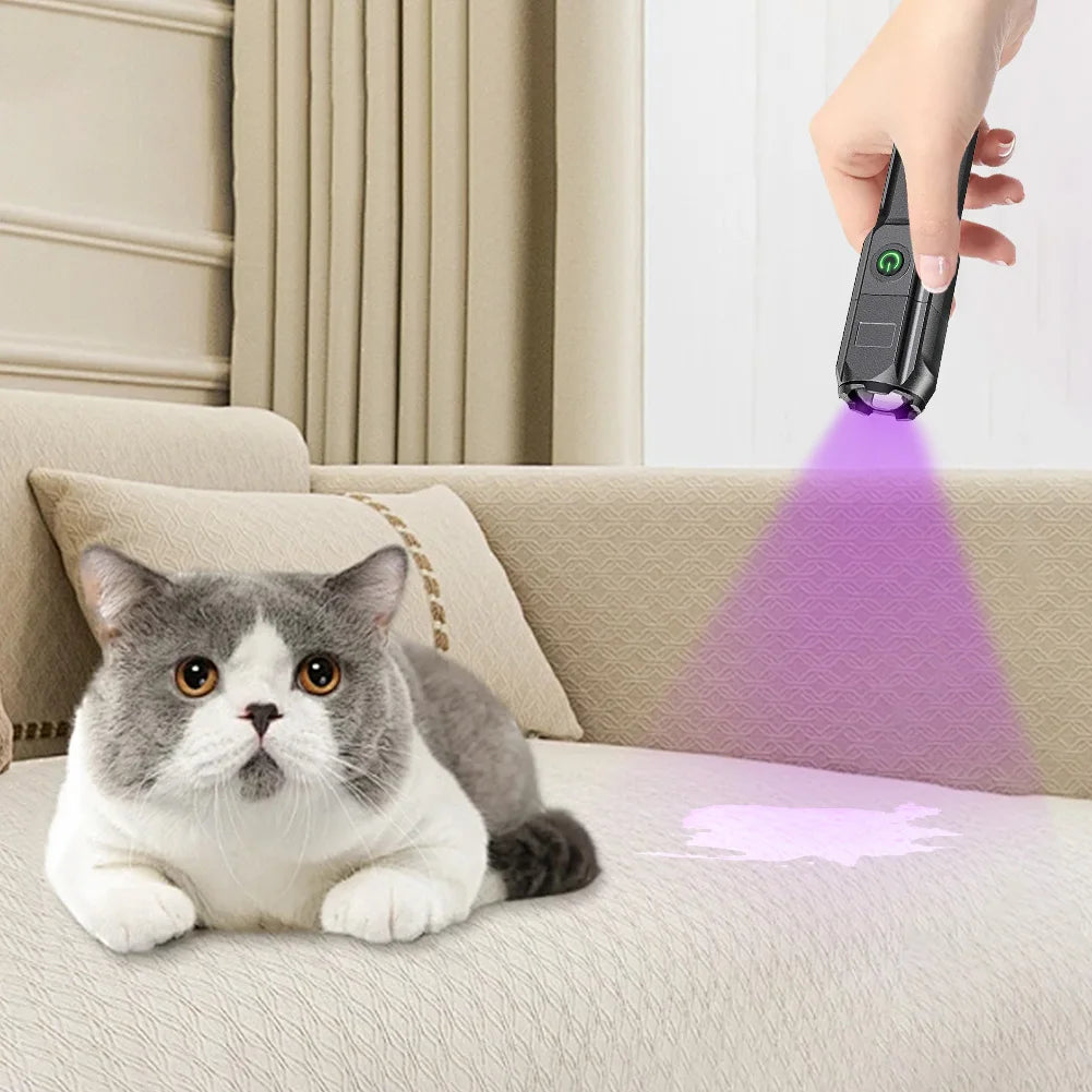 Lanternă portabilă cu lumină neagră de 395nm, reîncărcabilă prin USB, cu lumină neagră ultravioletă, pentru detectarea urinei de animale de companie, întărire cu rășină