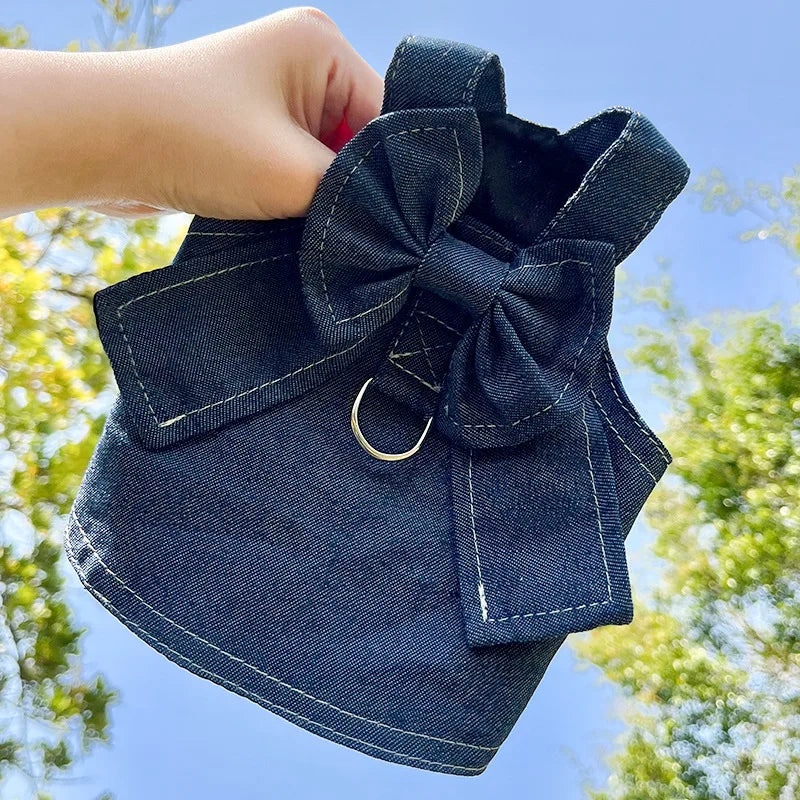 18 kg Denim Câine Ham Poliester Durabil Versatil Pet Vestă Rochie Mers Pe Jos Lesă Accesorii Papion Haine pentru Câini Mari pentru Pisici