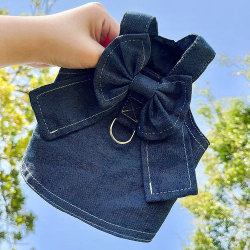 18 kg Denim Câine Ham Poliester Durabil Versatil Pet Vestă Rochie Mers Pe Jos Lesă Accesorii Papion Haine pentru Câini Mari pentru Pisici