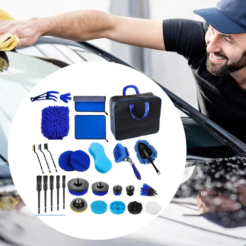 Kit de scule de curățare auto 29pc Kit de scule de detaliere pentru curățarea mașinii Kit de perii de spălare auto pentru interior și exterior roți tabloul de bord