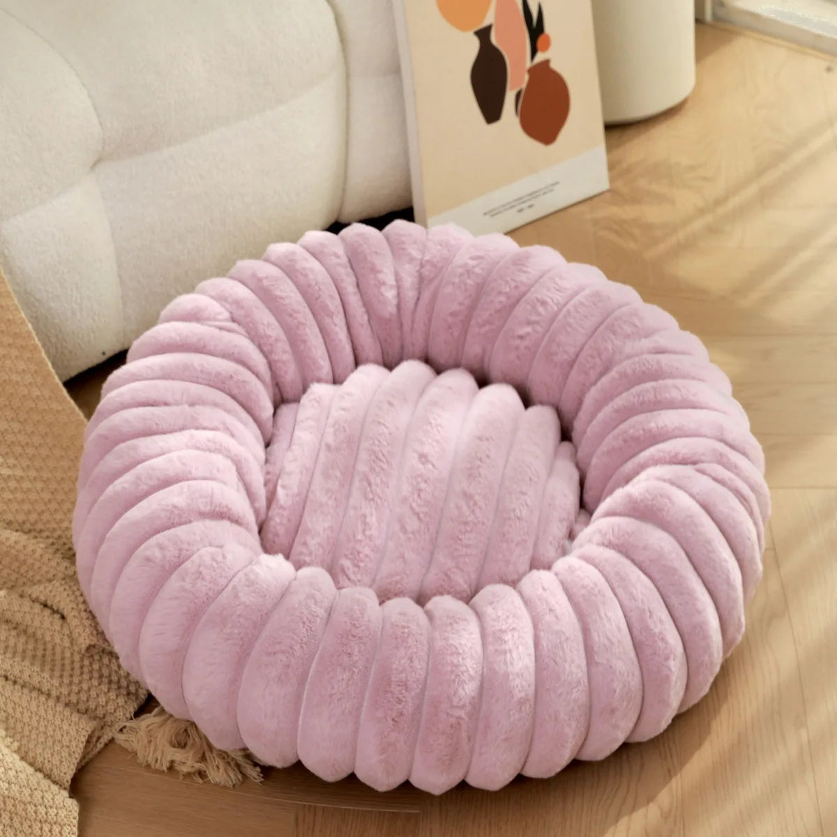 40/50/60cm Pet Kennels lungi de pluș rotunde pisică cuib de iarnă cald paturi de câine Kennel super moale câini saltea canapea Pet Deep Sleeping Supplies