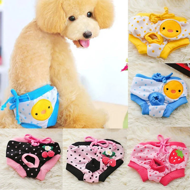 1PC Pet Dog Shorts sanitare fiziologice pantaloni drăguț fructe Print scutec câine pantaloni scurți lavabili femele câine chiloți lenjerie intimă boxeri