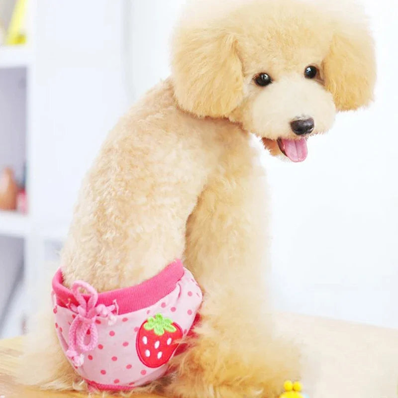 1PC Pet Dog Shorts sanitare fiziologice pantaloni drăguț fructe Print scutec câine pantaloni scurți lavabili femele câine chiloți lenjerie intimă boxeri
