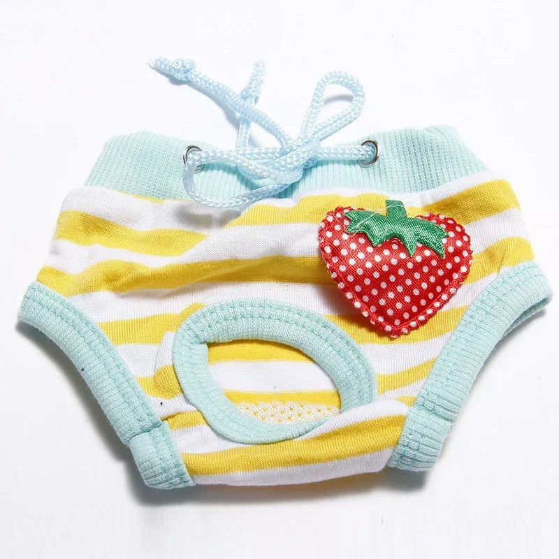 1PC Pet Dog Shorts sanitare fiziologice pantaloni drăguț fructe Print scutec câine pantaloni scurți lavabili femele câine chiloți lenjerie intimă boxeri