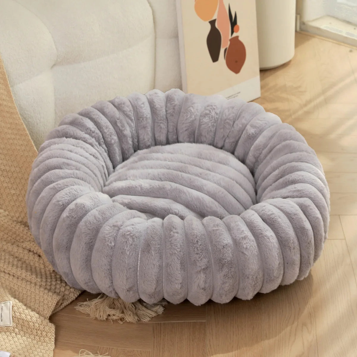 40/50/60cm Pet Kennels lungi de pluș rotunde pisică cuib de iarnă cald paturi de câine Kennel super moale câini saltea canapea Pet Deep Sleeping Supplies