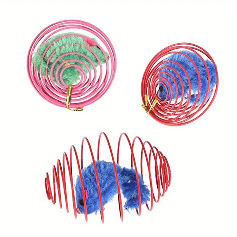 1 buc jucărie amuzantă pentru pisici, extensibilă, cu arcuri pentru pisoi, jucării interactive, bile pentru pisici, culoare aleatorie, accesorii pentru pisici, animale de companie