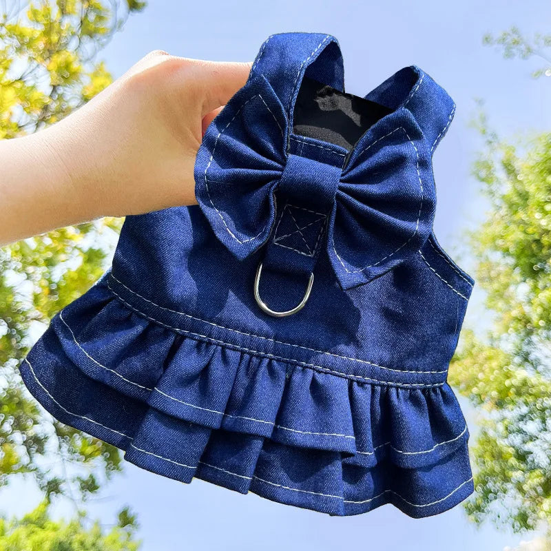 18 kg Denim Câine Ham Poliester Durabil Versatil Pet Vestă Rochie Mers Pe Jos Lesă Accesorii Papion Haine pentru Câini Mari pentru Pisici