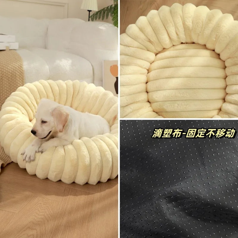 40/50/60cm Pet Kennels lungi de pluș rotunde pisică cuib de iarnă cald paturi de câine Kennel super moale câini saltea canapea Pet Deep Sleeping Supplies