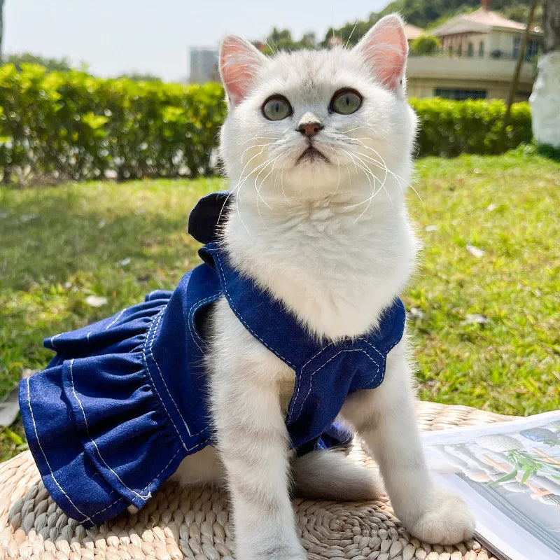 18 kg Denim Câine Ham Poliester Durabil Versatil Pet Vestă Rochie Mers Pe Jos Lesă Accesorii Papion Haine pentru Câini Mari pentru Pisici