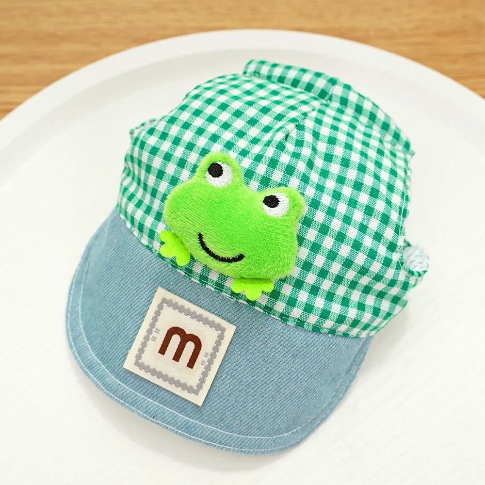 3PCS desene animate câine ham lesă și pălărie set unisex drăguț animale de companie accesorii în aer liber protecție solară capac pentru câini mici ham vestă ham pentru cățeluș