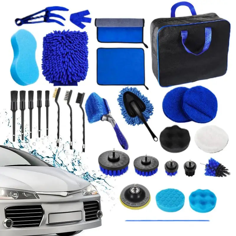 Kit de scule de curățare auto 29pc Kit de scule de detaliere pentru curățarea mașinii Kit de perii de spălare auto pentru interior și exterior roți tabloul de bord