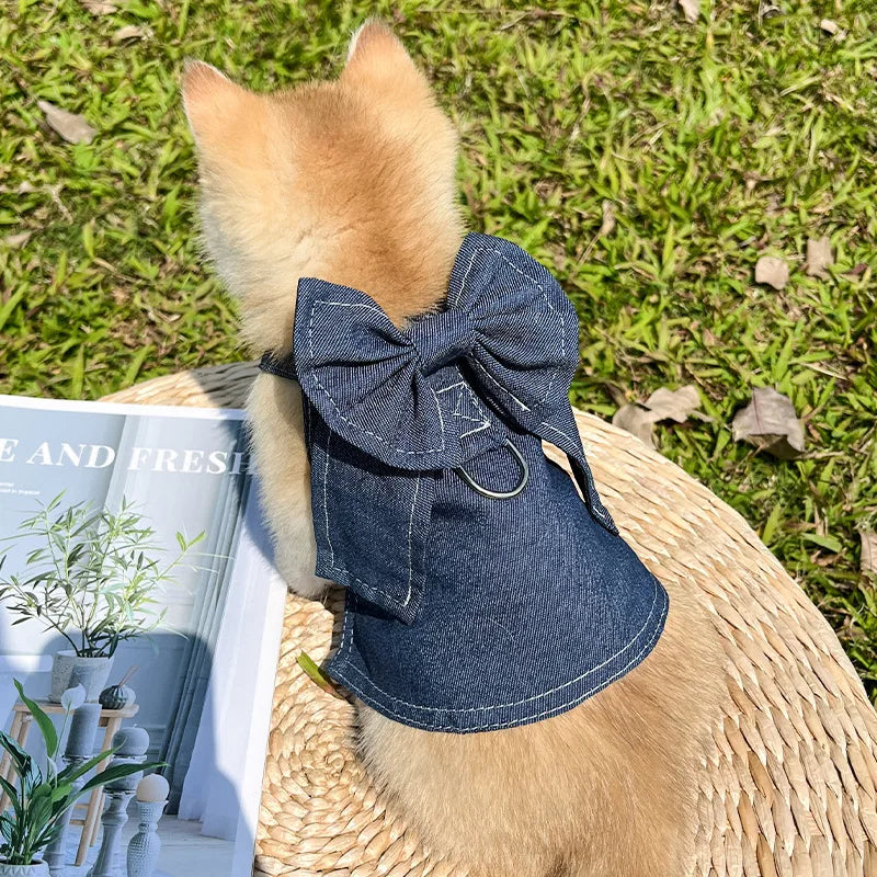 18 kg Denim Câine Ham Poliester Durabil Versatil Pet Vestă Rochie Mers Pe Jos Lesă Accesorii Papion Haine pentru Câini Mari pentru Pisici