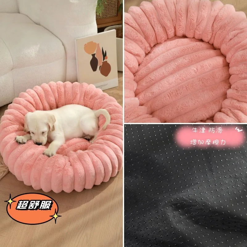 40/50/60cm Pet Kennels lungi de pluș rotunde pisică cuib de iarnă cald paturi de câine Kennel super moale câini saltea canapea Pet Deep Sleeping Supplies