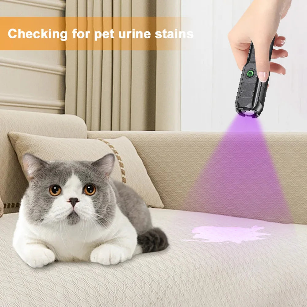 Lanternă portabilă cu lumină neagră de 395nm, reîncărcabilă prin USB, cu lumină neagră ultravioletă, pentru detectarea urinei de animale de companie, întărire cu rășină