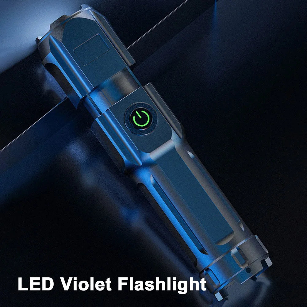 Lanternă portabilă cu lumină neagră de 395nm, reîncărcabilă prin USB, cu lumină neagră ultravioletă, pentru detectarea urinei de animale de companie, întărire cu rășină