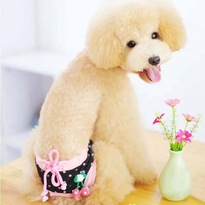 1PC Pet Dog Shorts sanitare fiziologice pantaloni drăguț fructe Print scutec câine pantaloni scurți lavabili femele câine chiloți lenjerie intimă boxeri