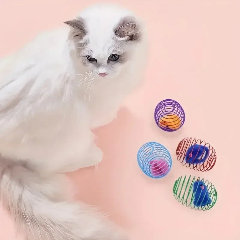 1 buc jucărie amuzantă pentru pisici, extensibilă, cu arcuri pentru pisoi, jucării interactive, bile pentru pisici, culoare aleatorie, accesorii pentru pisici, animale de companie