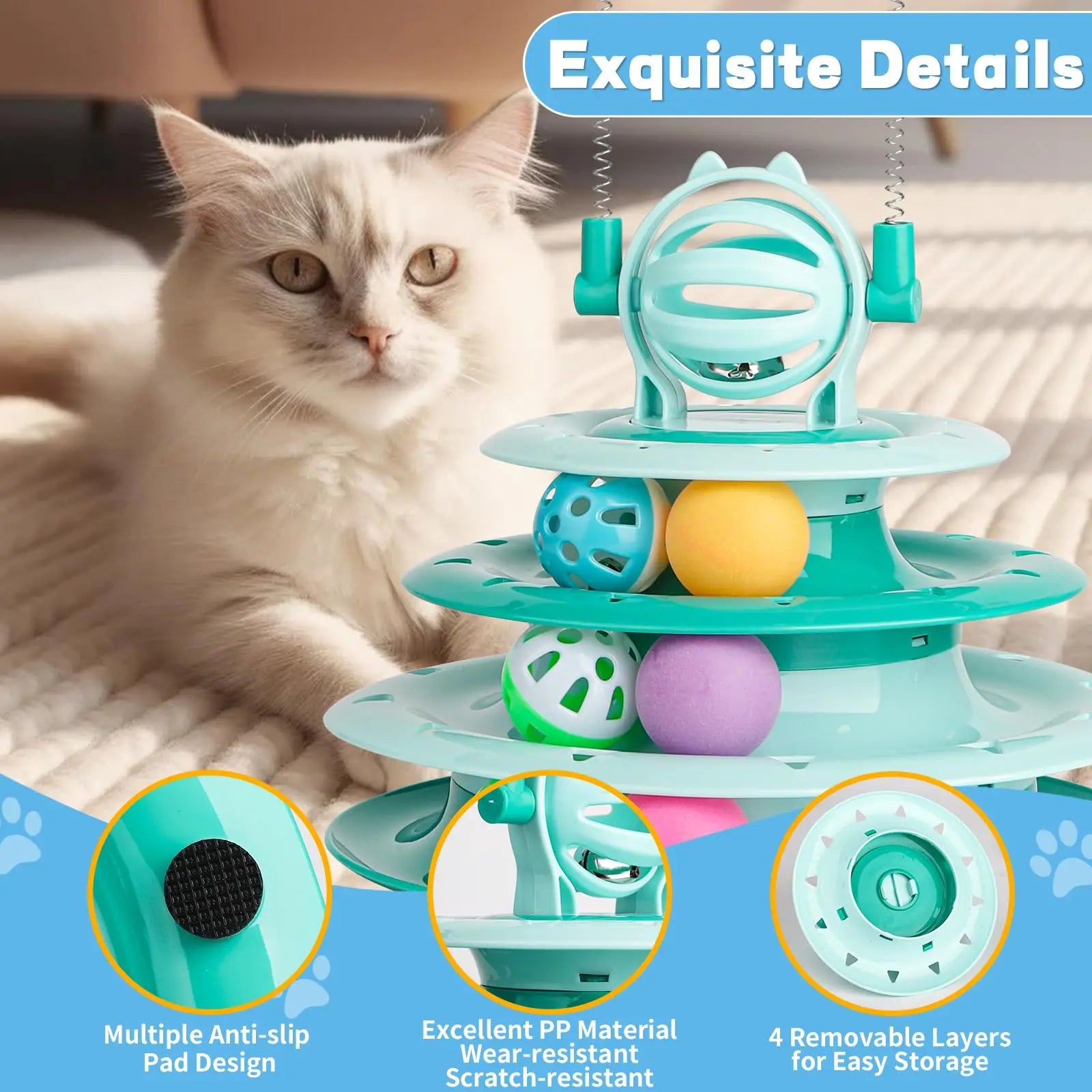 1 buc Jucării pentru pisici de interior, Jucării interactive anti-plictiseală pentru pisoi, Jucării puzzle cu bilă turnantă, Jucării cu sunete pentru animale de companie