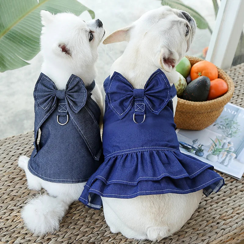 18 kg Denim Câine Ham Poliester Durabil Versatil Pet Vestă Rochie Mers Pe Jos Lesă Accesorii Papion Haine pentru Câini Mari pentru Pisici