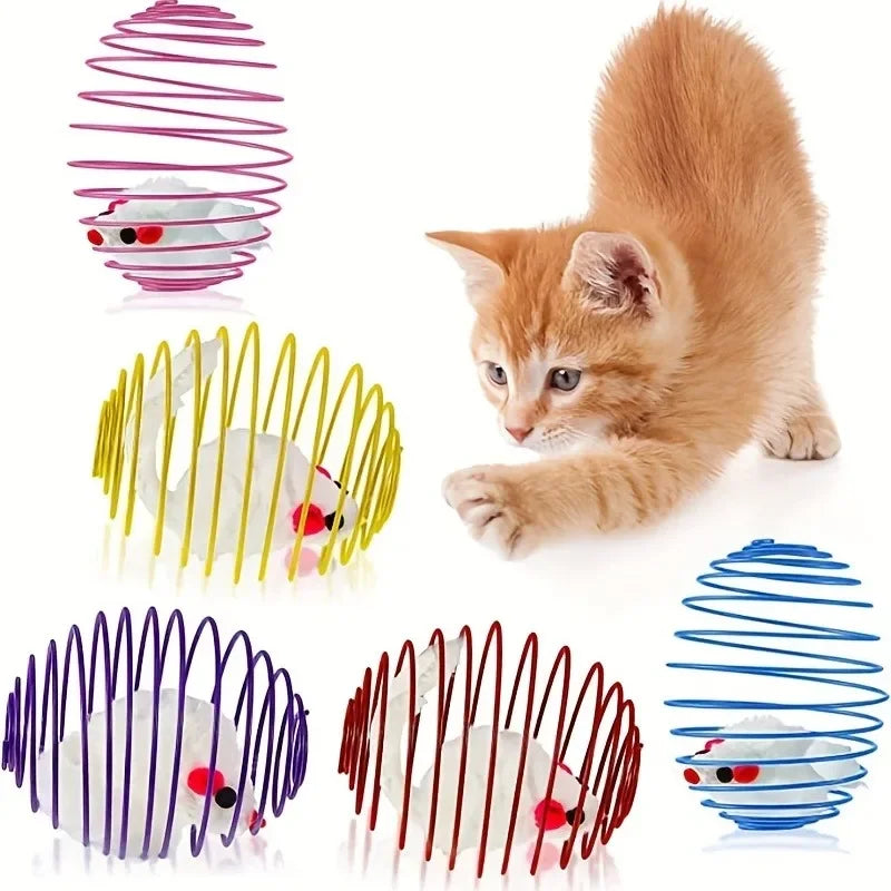 1 buc jucărie amuzantă pentru pisici, extensibilă, cu arcuri pentru pisoi, jucării interactive, bile pentru pisici, culoare aleatorie, accesorii pentru pisici, animale de companie