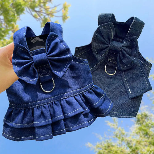 18 kg Denim Câine Ham Poliester Durabil Versatil Pet Vestă Rochie Mers Pe Jos Lesă Accesorii Papion Haine pentru Câini Mari pentru Pisici