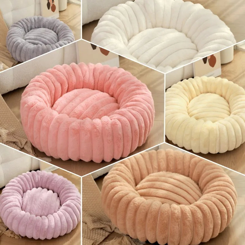 40/50/60cm Pet Kennels lungi de pluș rotunde pisică cuib de iarnă cald paturi de câine Kennel super moale câini saltea canapea Pet Deep Sleeping Supplies