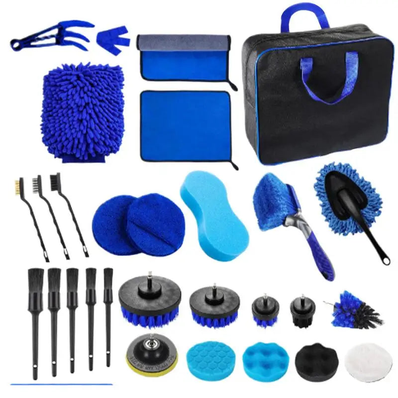 Kit de scule de curățare auto 29pc Kit de scule de detaliere pentru curățarea mașinii Kit de perii de spălare auto pentru interior și exterior roți tabloul de bord