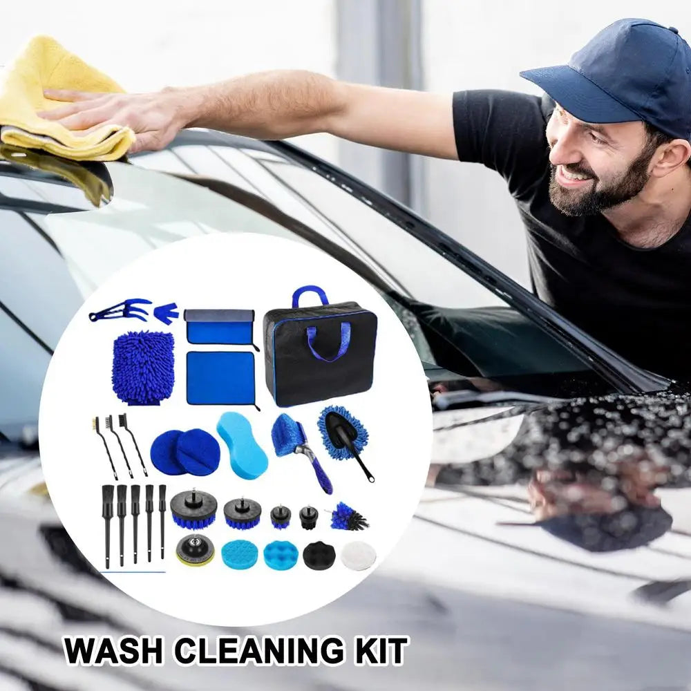 Kit de scule de curățare auto 29pc Kit de scule de detaliere pentru curățarea mașinii Kit de perii de spălare auto pentru interior și exterior roți tabloul de bord