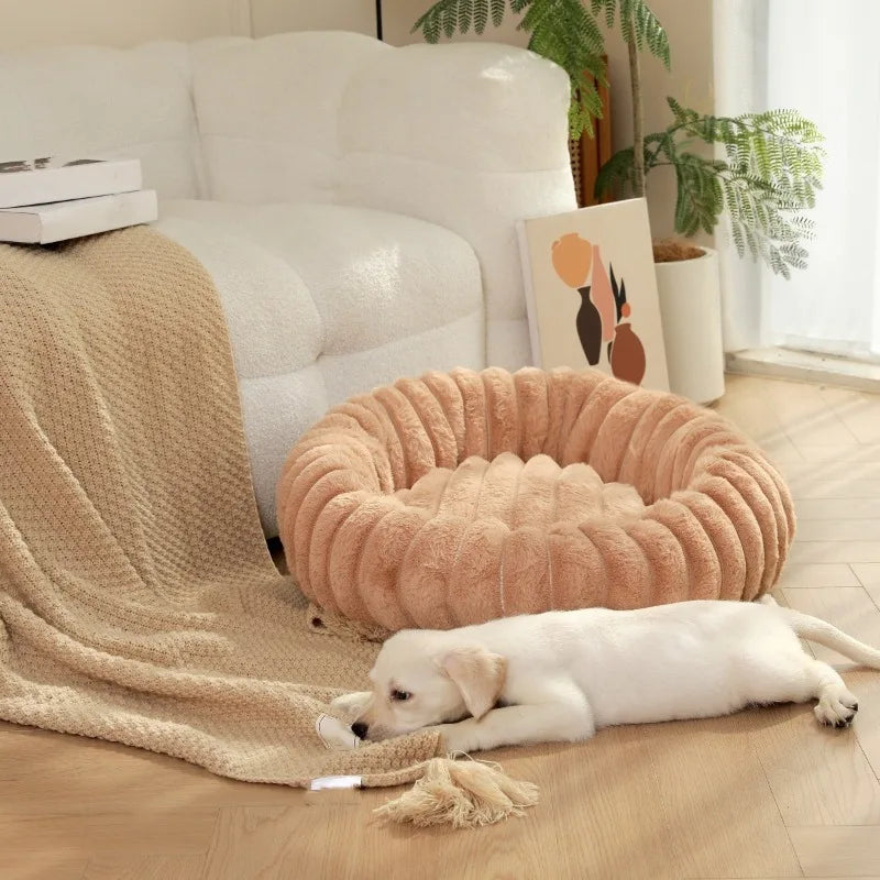 40/50/60cm Pet Kennels lungi de pluș rotunde pisică cuib de iarnă cald paturi de câine Kennel super moale câini saltea canapea Pet Deep Sleeping Supplies