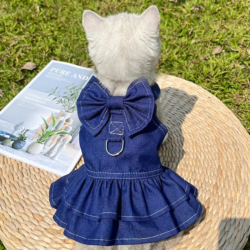 18 kg Denim Câine Ham Poliester Durabil Versatil Pet Vestă Rochie Mers Pe Jos Lesă Accesorii Papion Haine pentru Câini Mari pentru Pisici