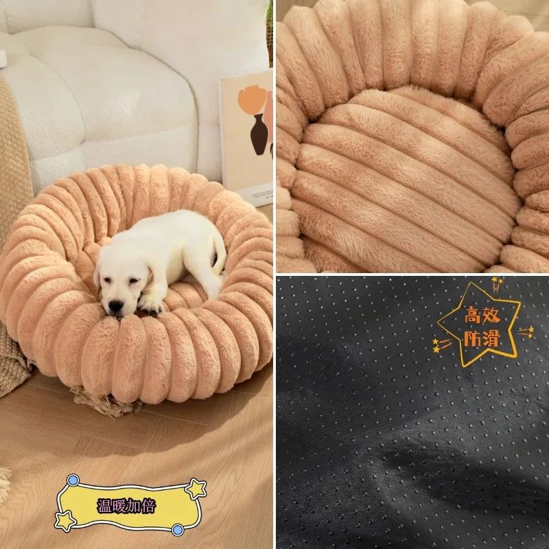 40/50/60cm Pet Kennels lungi de pluș rotunde pisică cuib de iarnă cald paturi de câine Kennel super moale câini saltea canapea Pet Deep Sleeping Supplies