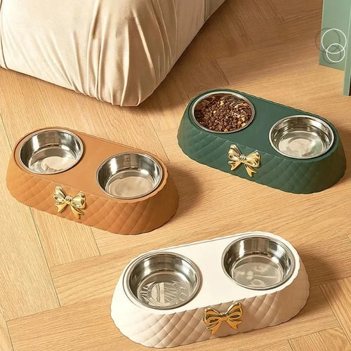 1 buc animale de companie câine și pisică hrană boluri Bowtie câine hrană băut bol dublu animale de companie provizii