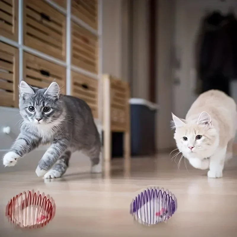 1 buc jucărie amuzantă pentru pisici, extensibilă, cu arcuri pentru pisoi, jucării interactive, bile pentru pisici, culoare aleatorie, accesorii pentru pisici, animale de companie
