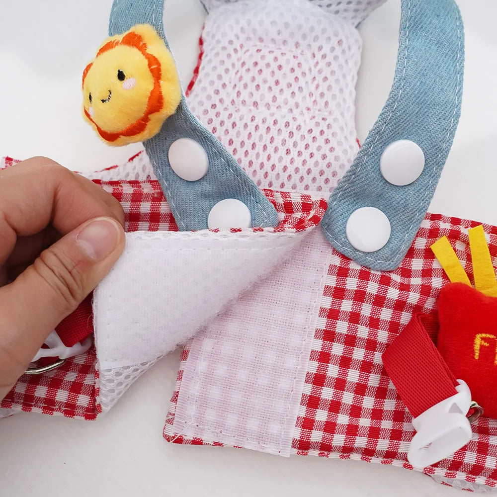 3PCS desene animate câine ham lesă și pălărie set unisex drăguț animale de companie accesorii în aer liber protecție solară capac pentru câini mici ham vestă ham pentru cățeluș